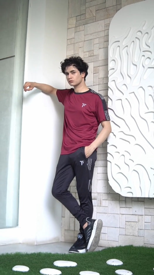 Men Urban Universe half sleeve Track suit in Burgundy | Tyfit