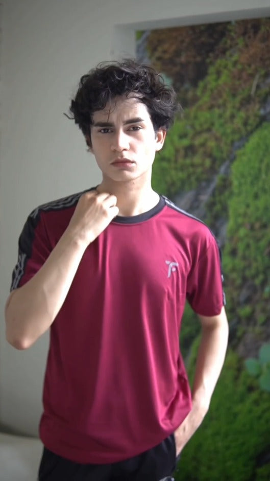 Men Urban Universe half sleeve Track suit in Burgundy | Tyfit