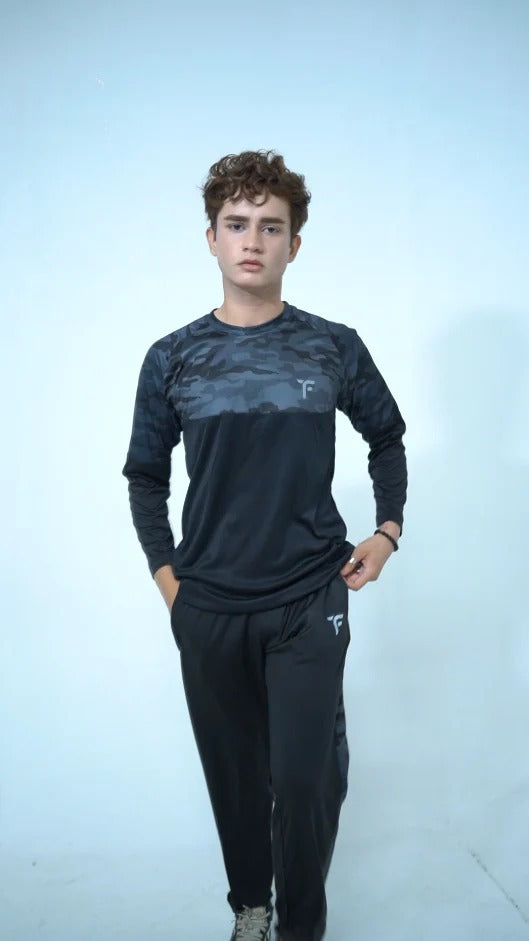 Men’s New Camouflage Full Sleeve Black Track Suit | Tyfit
