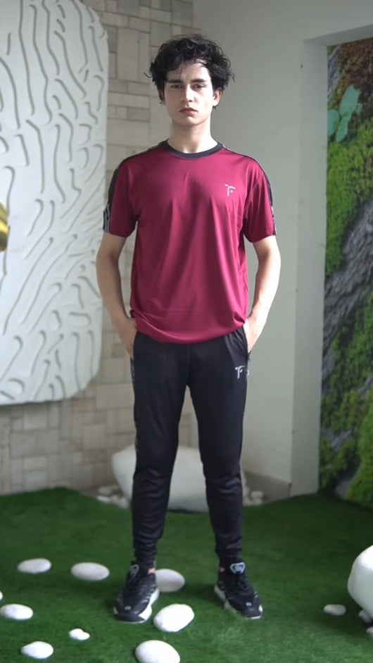 Men Urban Universe half sleeve Track suit in Burgundy | Tyfit