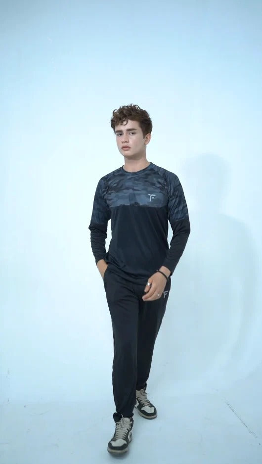 Men’s New Camouflage Full Sleeve Black Track Suit | Tyfit